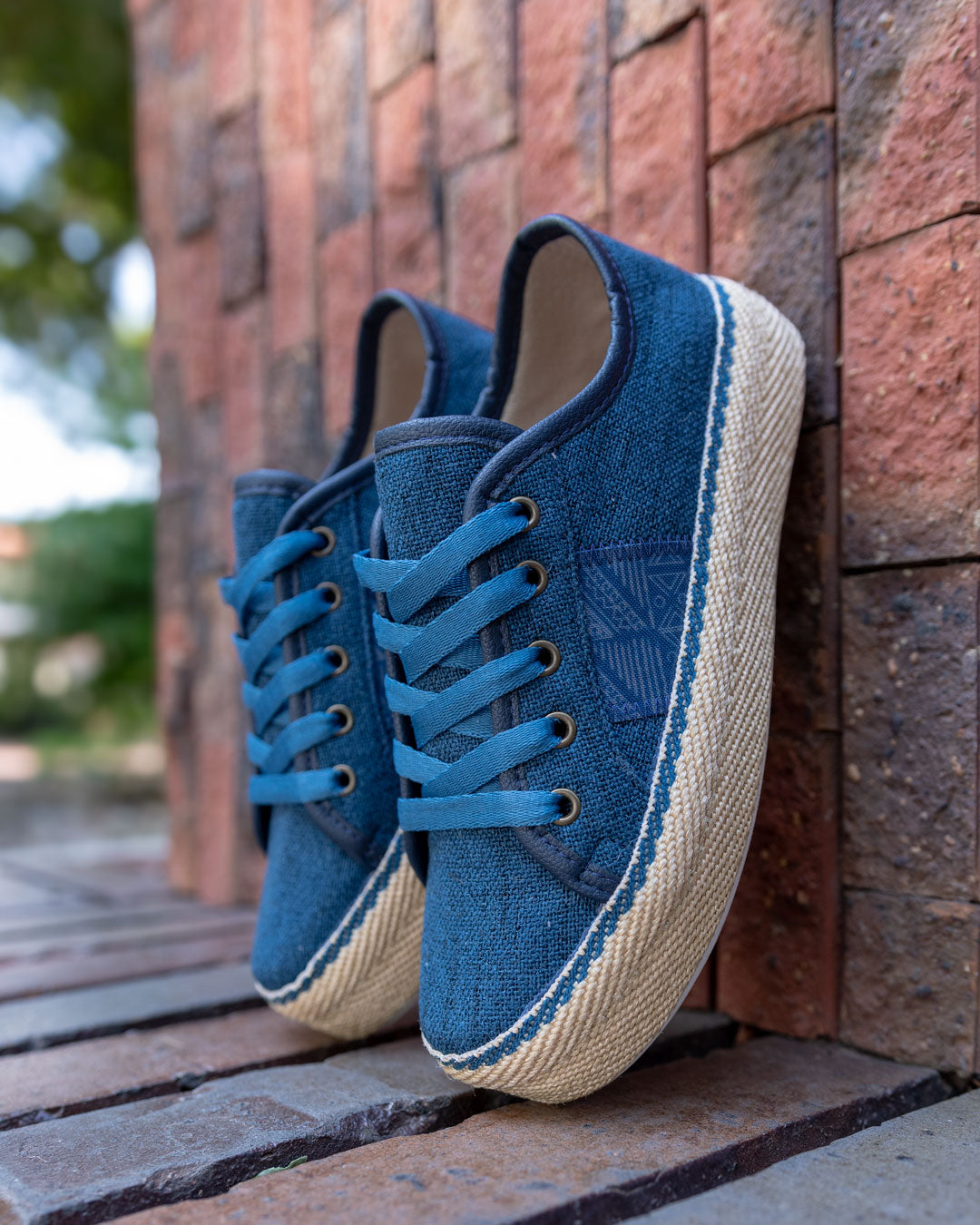 Petrol Blue Lace-Up Espadrille Sneakers by Pontiak