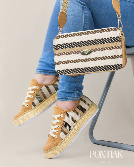 RM Camel Shoes & Crossbody Bag Set by Pontiak