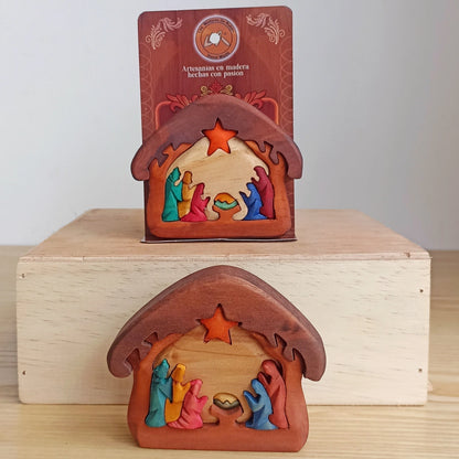 Complete with Three Kings Wooden Nativity Scene