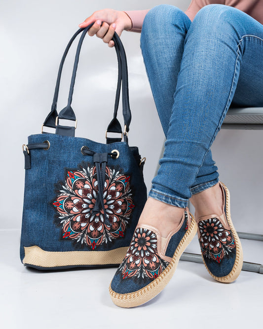 Sasha Denim Shoes & Handbag Set by Pontiak
