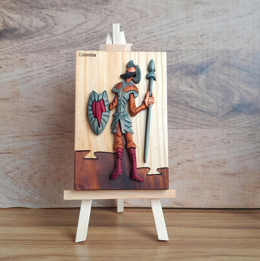 Don Quixote Wood Art on Easel