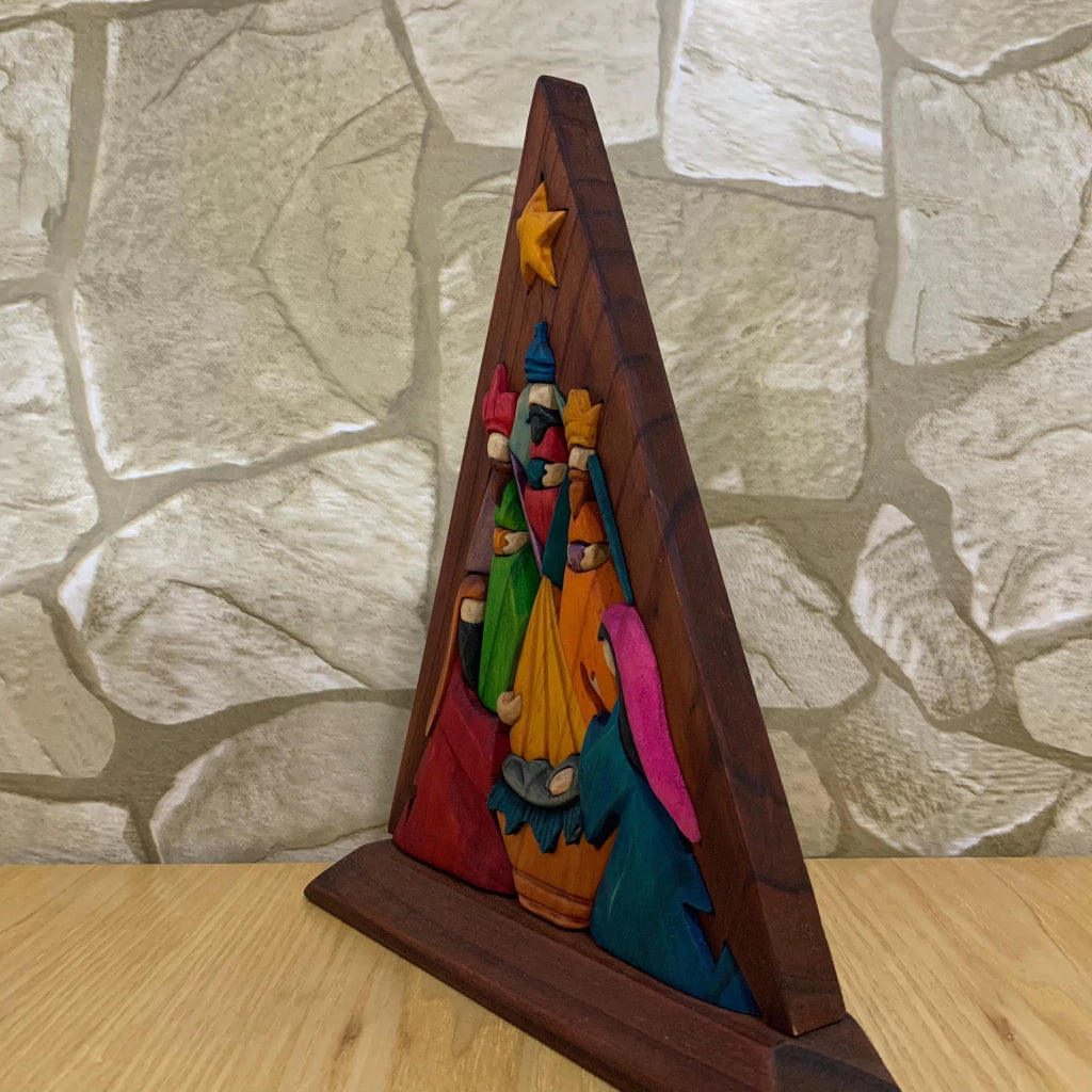 Triangle Wooden Nativity Scene