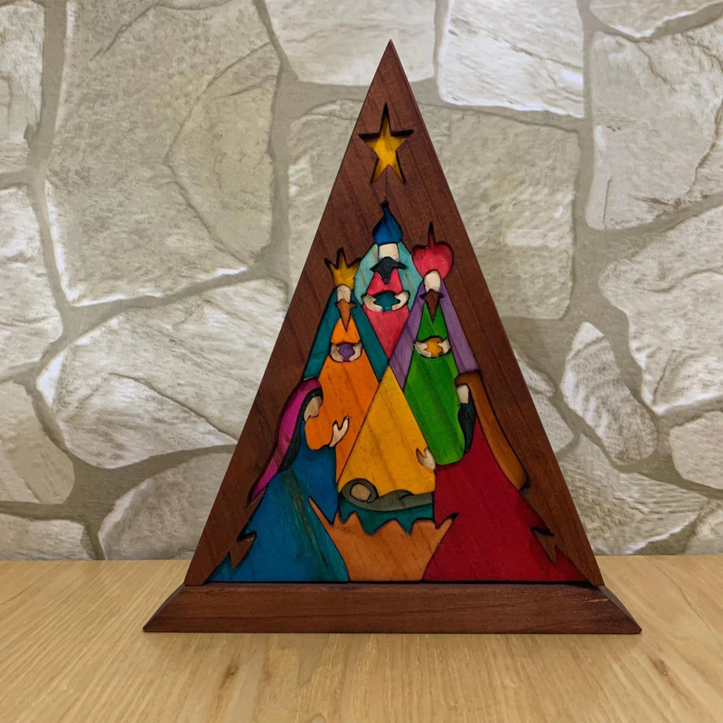 Triangle Wooden Nativity Scene