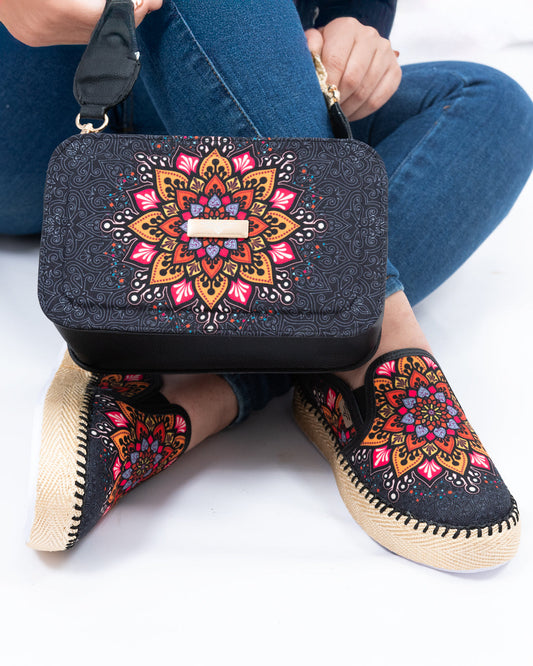 Aila Black Shoes & Crossbody Bag Set by Pontiak