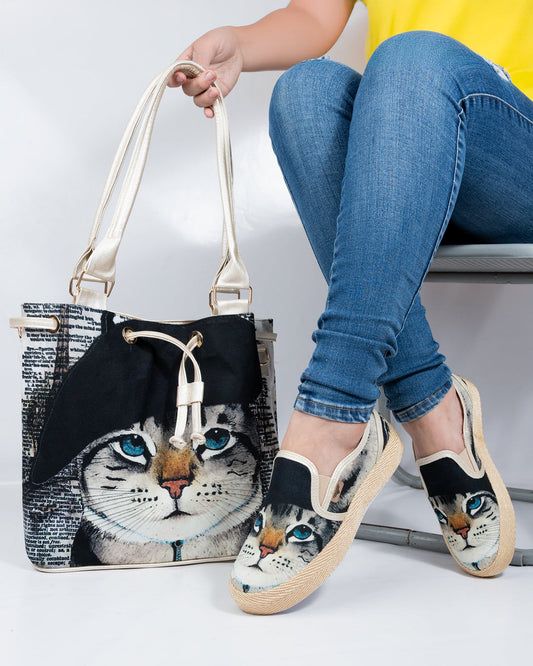 Beret Cat Shoes & Handbag Set by Pontiak