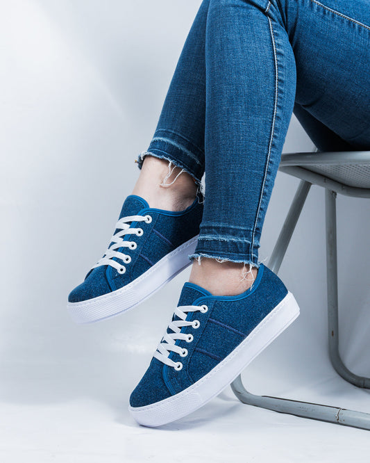 Denim Lace-Up Espadrille Sneakers by Pontiak