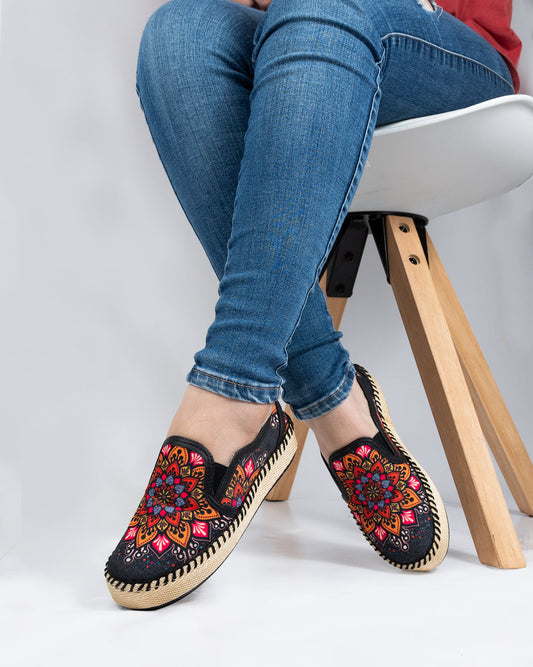 Aila Black Slip-On Espadrille Sneakers by Pontiak