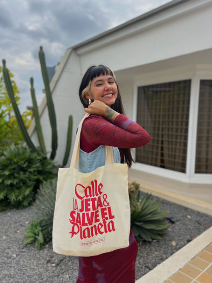 "Calle la Jeta" Tote Bag – Colombian Slang Canvas Tote